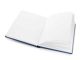 Flying blank book isolated on white background