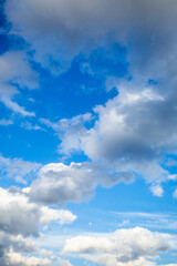 Blue sky and clouds background.  above the clouds. View from the sky to the clouds. Sunrise over the clouds. 