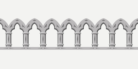 a medieval ornament arch seamless on white