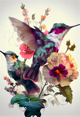 Hummingbird Flower Art