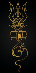 Golden lord shiva trident with om and third eye design poster  - obrazy, fototapety, plakaty
