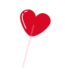 Bright red heart shaped lollipop