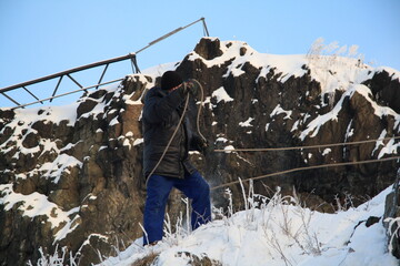 person in the snow