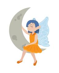 moon with cute fairy