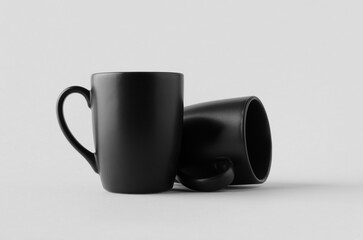 Black curved mug mockup.