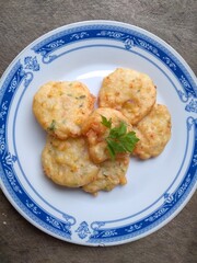The golden yellow corn fritters taste sweet and are great for snacks