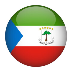 Obraz premium Equatorial Guinea 3D Rounded Flag with Transparent Background