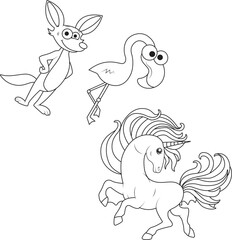 funny unicorn coloring page for kids