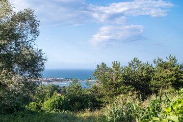 A view of Gerze, the beautiful town of Karandeiz. A landscape photo of a seaside town. Gerze, Sinop, Turkey
