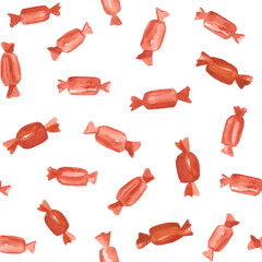 Halloween orange watercolor illustration of holiday candy, trick or treat.