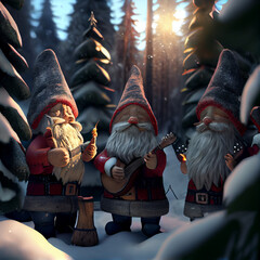 Christmas gnomes singing carol	
