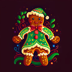 Obraz na płótnie Canvas Cute Christmas Card, handdrawn Woodland character