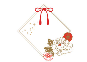 大人可愛い紅白の和風フレーム