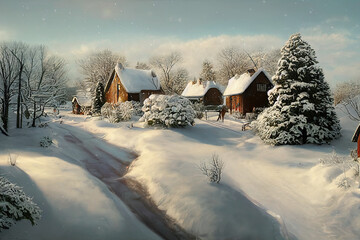 Obraz premium Country Christmas scene