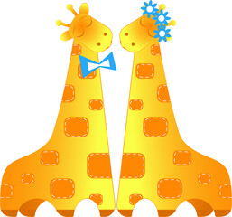 funny giraffe sleeps on a cloud. Vector illustration. isolate - 548613374