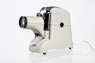 Old movie film projector isolated with clipping path.