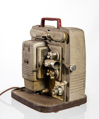 Old movie film projector isolated with clipping path.