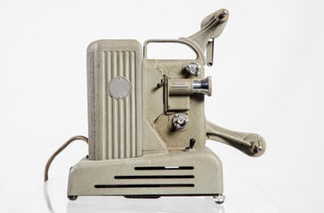 Old movie film projector isolated with clipping path.