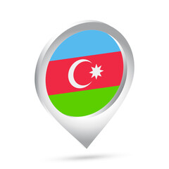 Azerbaijan flag 3d pin icon