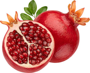 Pomegranate with leaves isolated