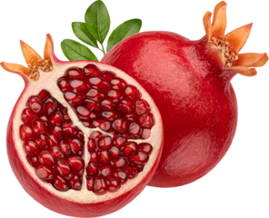 Pomegranate with leaves isolated