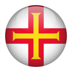 Fototapeta premium Guernsey 3D Rounded Flag with Transparent Background
