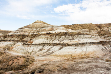 Banded rock formations in Alberta nadlands