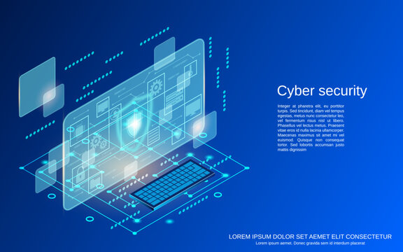 Cyber security, data protection, information privacy flat 3d isometric vector concept illustration