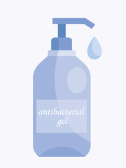 Antibacterial gel icon. Preparation for care of cleanliness and hygiene. Advertising poster or banner for site. Liquid soap for hand treatment and disease prevention. Cartoon flat vector illustration