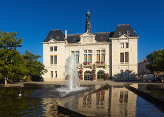 Fototapeta na wymiar Town hall, view from the outside, town of Montlucon, department of Allier, France