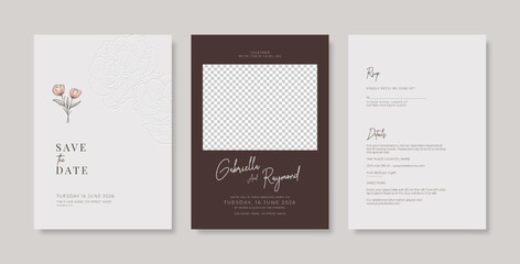 Simple and elegant brown and white wedding invitation template. trendy and modern wedding card. minimalist wedding invitation template