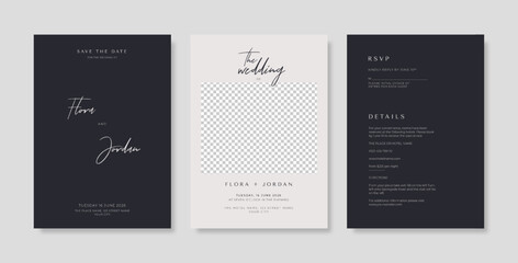 Elegant black and white wedding card template. trendy simple wedding invitation. minimalist wedding invitation template