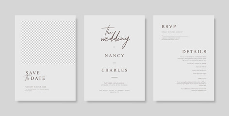 Fototapeta na wymiar Simple and minimalist wedding card template. trendy modern wedding invitation template. beautiful wedding card template