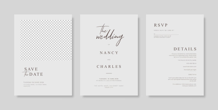 Simple And Minimalist Wedding Card Template. Trendy Modern Wedding Invitation Template. Beautiful Wedding Card Template