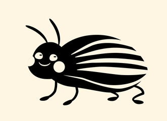 Bug silhouette concept. Sticker for social networks and reaction for instant messengers. Nature, biology and wild life. Mock up, layout or template for website. Cartoon flat vector illustration