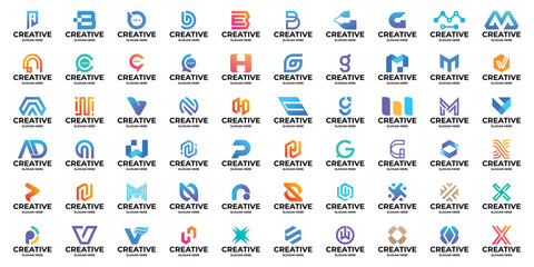 Set of abstract monogram letter A to Z mega collection logo template.