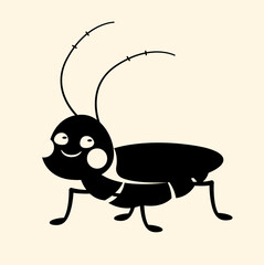 Beetle silhouette concept. Graphic element for printing on fabric, stylish and minimalist logo for company or organization, branding. Aesthetics and elegance, nature. Cartoon flat vector illustration