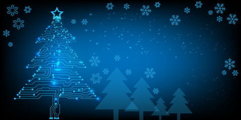 Christmas winter snow circuit board futuristic pattern background celebration season holiday wrapping paper , greeting card for decorate premium product