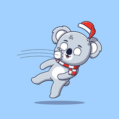 cute koala get hit by a snowball in the face