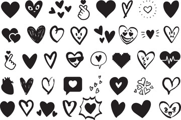 Heart Vector Bundle, Drawing, Heart smiling, Hand heart, finger heart, cartoon, icon