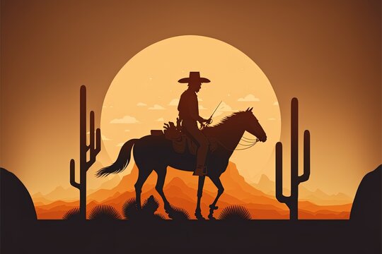 Flat Design Cowboy Silhouette Illustration