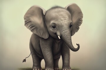 Baby Elephant. Cute Child Illustration.