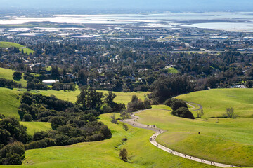 View of Mission Peak Regional Park in Fremont California overlooking the San Francisco Bay Area