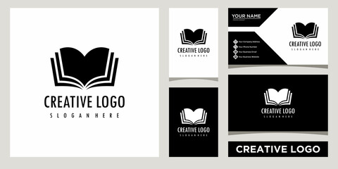 Book icon logo design template with business card design