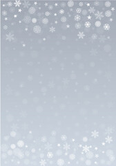 Christmas snow vector background. Falling snowflakes transparent decoration. New Year Holidays greeting card backdrop.