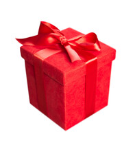 Transparent PNG Red Gift Box with Ribbon and Bow.