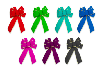 Transparent PNG Set of Various Colored Cloth Bows With Hanging Ribbons.