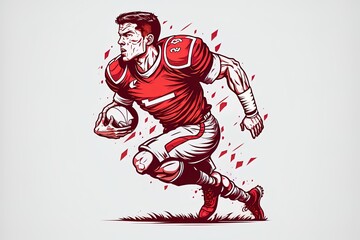 Football Player Cartoon Character On Transparent Background