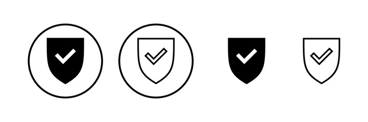 Shield check mark icon vector illustration. Protection approve sign. Insurance icon