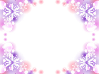 雪の結晶のイラストフレーム、ふんわり優しい雰囲気